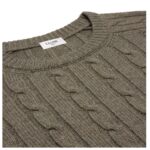 CELINE CABLE KNIT TRIOMPHE SWEATER IN CASHMERE TAUPE