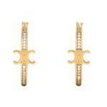 CELINE TRIOMPHE SPARKLE HOOPS IN STRASS AND BRASS WITH GOLD FINISH