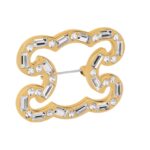 CELINE TRIOMPHE FRAME SPARKLE BROOCH IN STRASS BRASS WITH GOLD FINISH AND STEEL