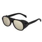 CELINE BLACK FRAME 57 SUNGLASSES IN ACETATE WITH LEATHER BLACK