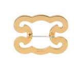 CELINE TRIOMPHE FRAME BROOCH IN BRASS WITH GOLD FINISH AND STEEL