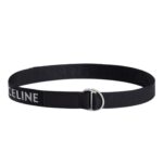 CELINE MEDIUM DOUBLE RING BELT IN JACQUARD TEXTILE AND CALFSKIN