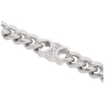 CELINE TRIOMPHE SMALL GOURMETTE BRACELET IN BRASS WITH RHODIUM FINISH