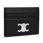 CELINE CARD HOLDER TRIOMPHE IN SHINY CALFSKIN BLACK