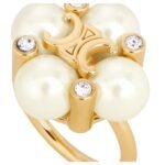 CELINE LES PERLES RING IN STRASS RESIN PEARLS AND BRASS WITH GOLD FINISH