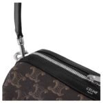 CELINE MINI BOSTON IN TRIOMPHE CANVAS AND CALFSKIN BLACK