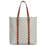 CELINE CABAS WITH BUCKLE IN TRIOMPHE CANVAS AND CALFSKIN TAN