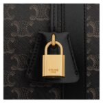 CELINE LARGE TRAVEL BAG IN TRIOMPHE CANVAS AND CALFSKIN BLACK