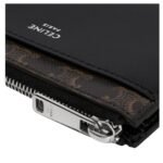 CELINE ZIPPED CARD HOLDER IN TRIOMPHE CANVAS AND LAMBSKIN BLACK