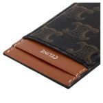 CELINE MAGNET CARD HOLDER IN TRIOMPHE CANVAS AND CALFSKIN TAN