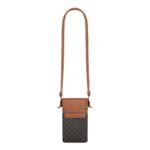 CELINE PHONE POUCH WITH FLAP IN TRIOMPHE CANVAS AND LAMBSKIN TAN