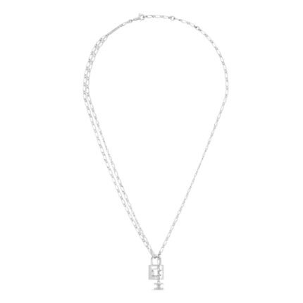 CELINE TRIOMPHE LOCK NECKLACE IN BRASS WITH SILVER FINISH
