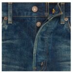CELINE KURT JEANS IN DESTROYED BLUE MARBLE DENIM