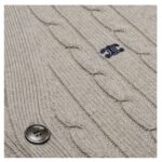 CELINE TRIOMPHE CARDIGAN IN CABLE KNIT CASHMERE LIGHT GREY