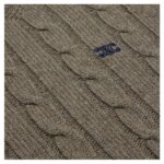 CELINE CABLE KNIT TRIOMPHE SWEATER IN CASHMERE TAUPE