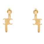 CELINE TRIOMPHE ASYMMETRIC HOOPS IN BRASS WITH RHODIUM FINISH