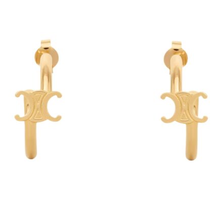 CELINE TRIOMPHE ASYMMETRIC HOOPS IN BRASS WITH RHODIUM FINISH