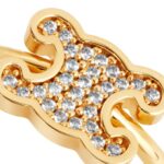 CELINE TRIOMPHE RHINESTONE SMALL RING IN BRASS WITH GOLD FINISH AND CRYSTALS