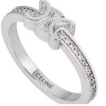 CELINE TRIOMPHE SPARKLE RING IN STRASS AND BRASS WITH RHODIUM FINISH