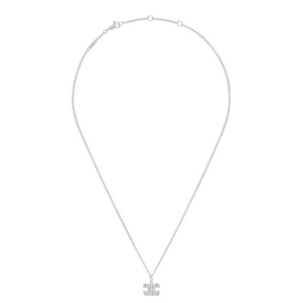 CELINE TRIOMPHE RHINESTONE NECKLACE IN BRASS WITH RHODIUM FINISH AND CRYSTALS