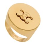 CELINE TRIOMPHE SIGNET RING IN BRASS WITH GOLD FINISH