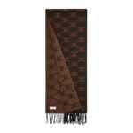 CELINE FRINGED SCARF IN MONOGRAM CASHMERE BLACK-TOFFEE
