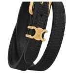 CELINE LES CUIRS DOUBLE BRACELET IN LIZARD CALFSKIN AND BRASS WITH GOLD FINISH