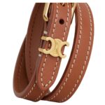 CELINE LES CUIRS DOUBLE BRACELET IN CALFSKIN AND BRASS WITH GOLD FINISH
