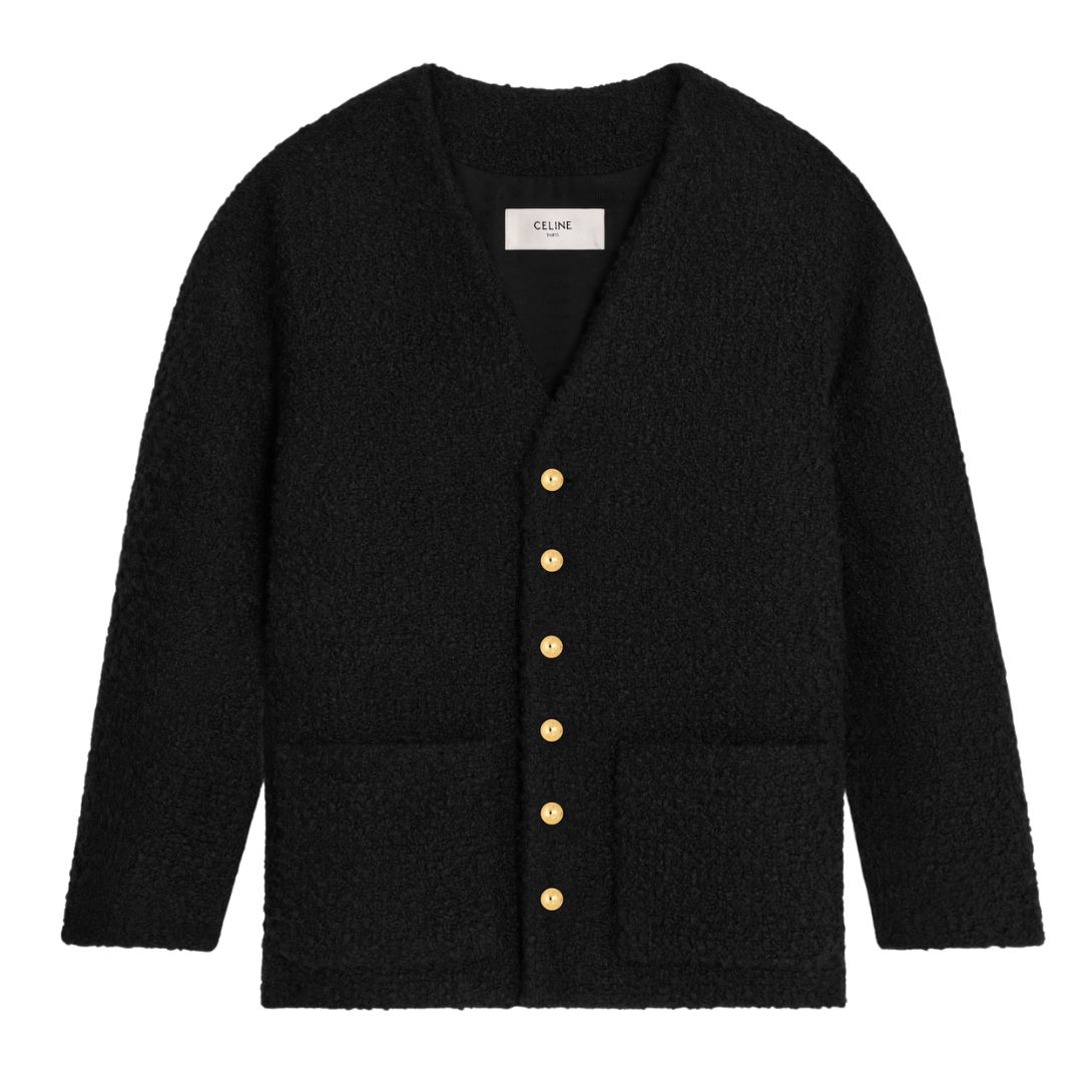 4 CELINE OVERSIZED JACKET IN CASHMERE NATTÉ BLACK