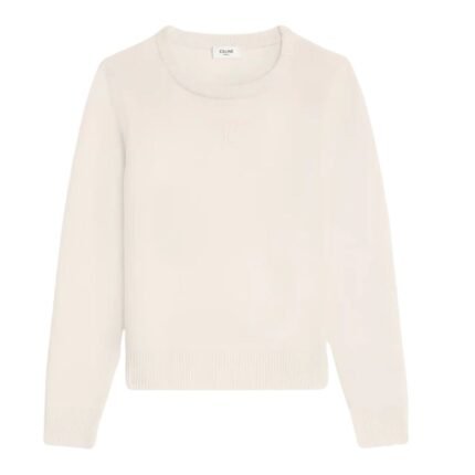 CELINE CREW NECK SWEATER IN HERITAGE CASHMERE OFF WHITE