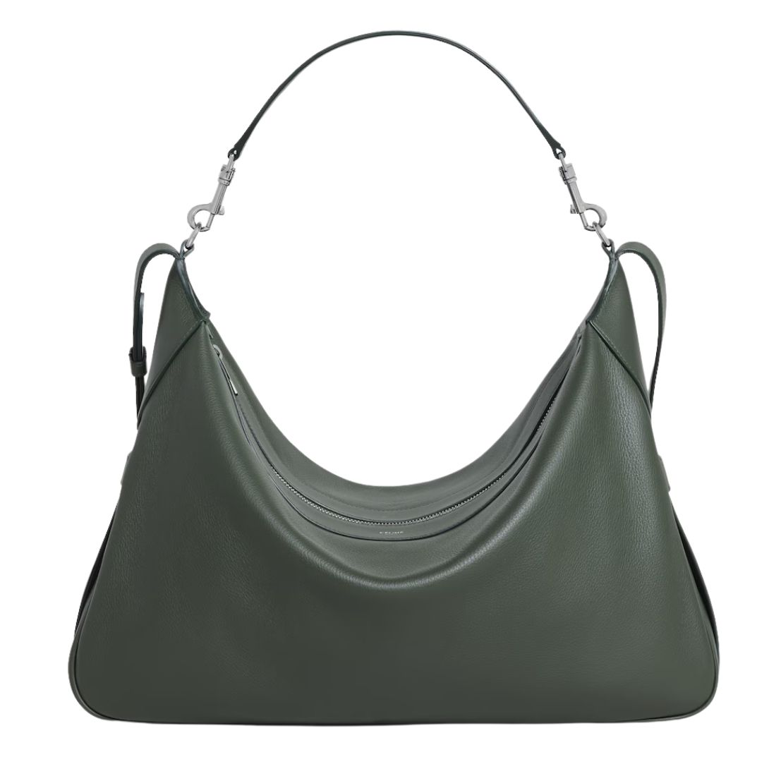 5 CELINE LARGE STRAP ROMY IN SUPPLE GRAINED CALFSKIN DARK ARMY