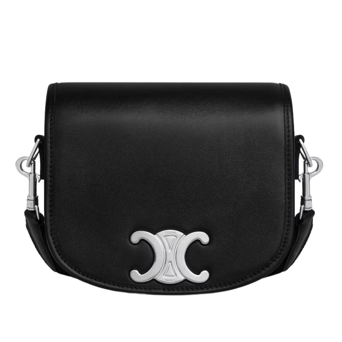 5 CELINE SMALL BESACE STRAP TRIOMPHE IN SUPPLE NATURAL CALFSKIN BLACK