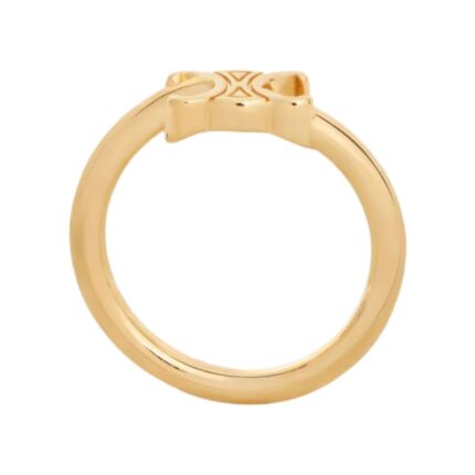 CELINE TRIOMPHE ASYMMETRIC RING IN BRASS WITH RHODIUM FINISH