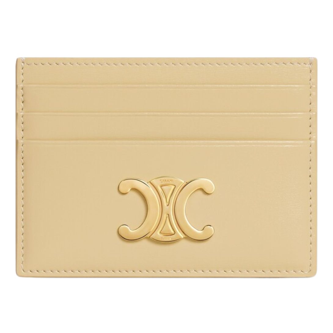 5 CELINE CARD HOLDER TRIOMPHE IN SHINY CALFSKIN SPRING YELLOW