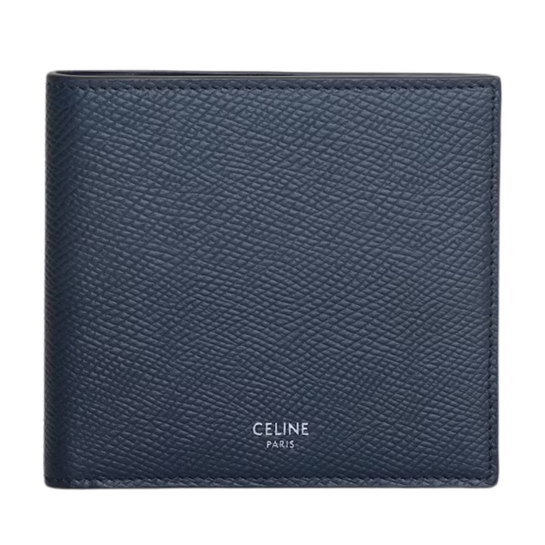 5 CELINE BI FOLD WALLET IN GRAINED CALFSKIN NAVY BLUE