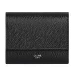 CELINE SMALL TRIFOLD WALLET IN GRAINED CALFSKIN BLACK