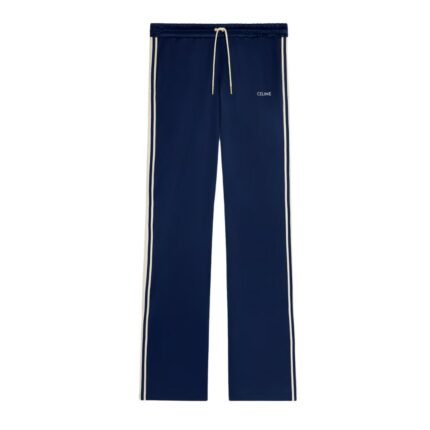 CELINE TRACKSUIT PANTS IN DOUBLE FACE JERSEY NAVY-OFF WHITE