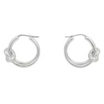 CELINE KNOT DOUBLE HOOPS IN BRASS WITH RHODIUM FINISH