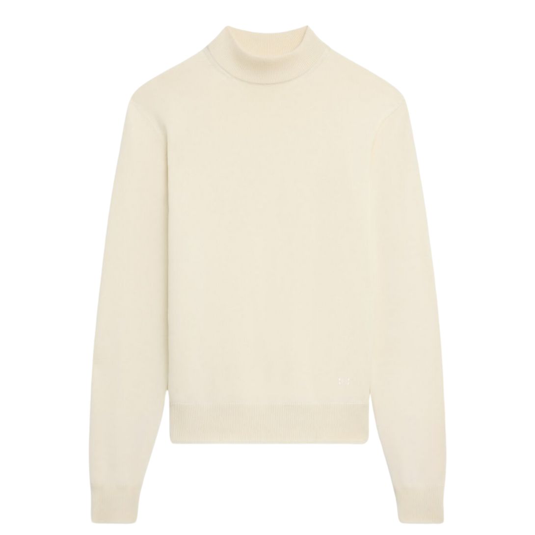 5 CELINE TRIOMPHE HIGH COLLAR SWEATER IN WOOL OFF WHITE