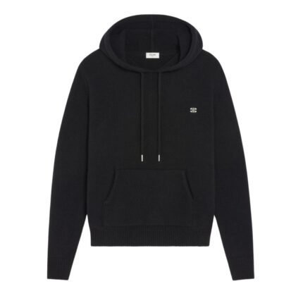 CELINE TRIOMPHE HOODED SWEATER IN CASHMERE WOOL NAVY