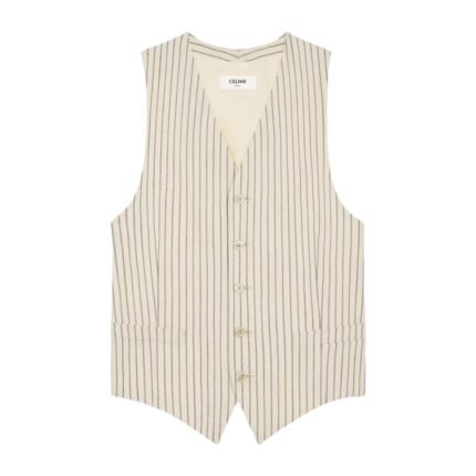 CELINE VEST IN STRIPED WOOL GABARDINE