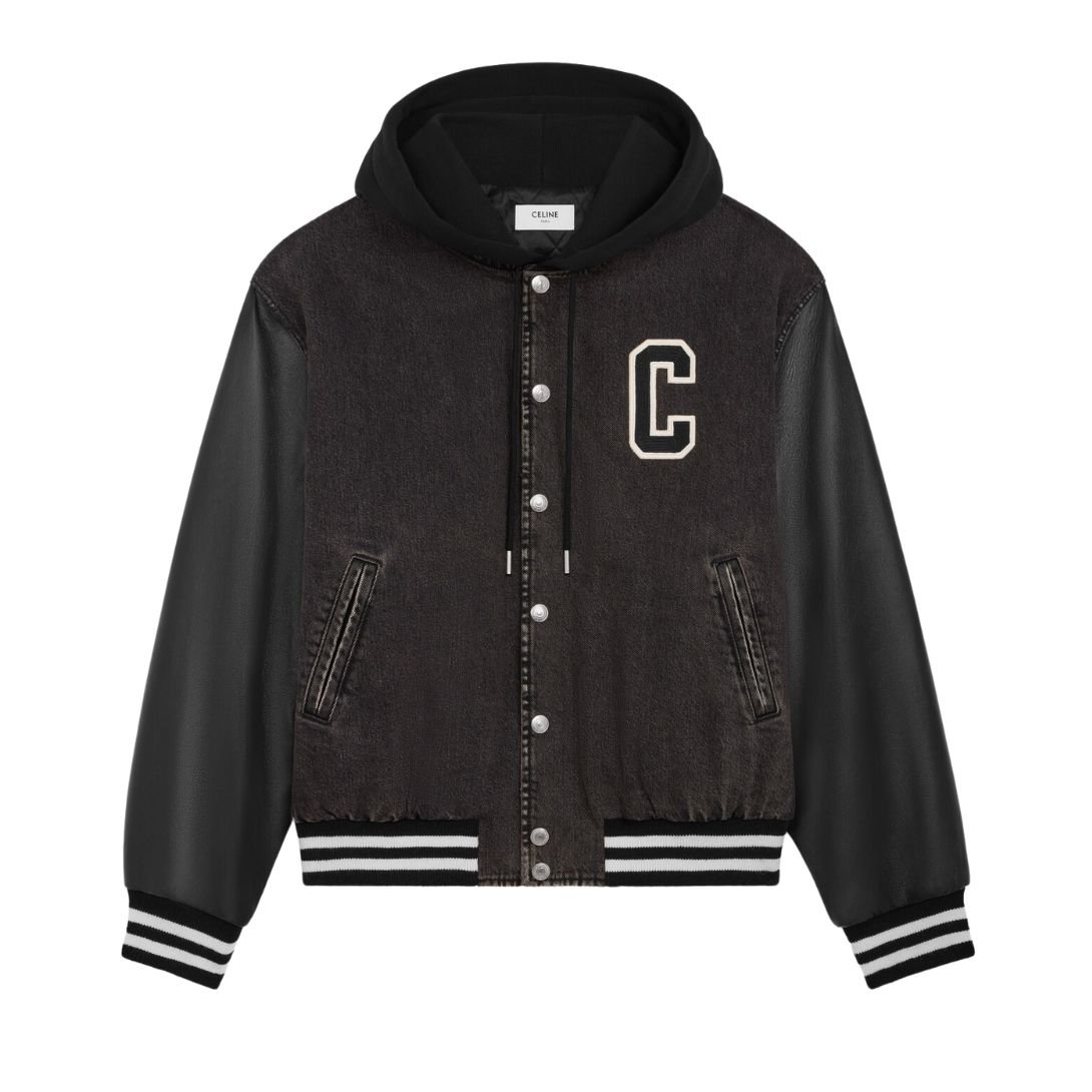 5 CELINE LOOSE TEDDY JACKET IN CHARCOAL WASH DENIM