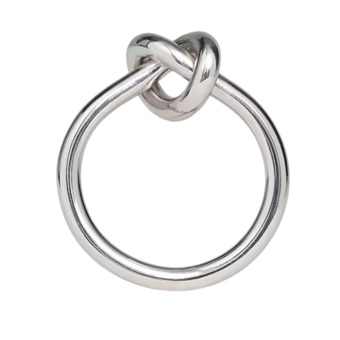 5 CELINE KNOT RING IN BRASS WITH RHODIUM FINISH