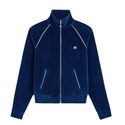 CELINE TRIOMPHE TRACKSUIT JACKET IN VELVET JERSEY BORDEAUX-ECRU