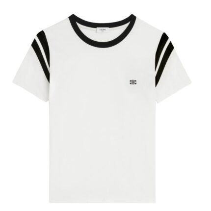 CELINE TRIOMPHE REGULAR T SHIRT IN COTTON JERSEY DEEP NAVY-WHITE
