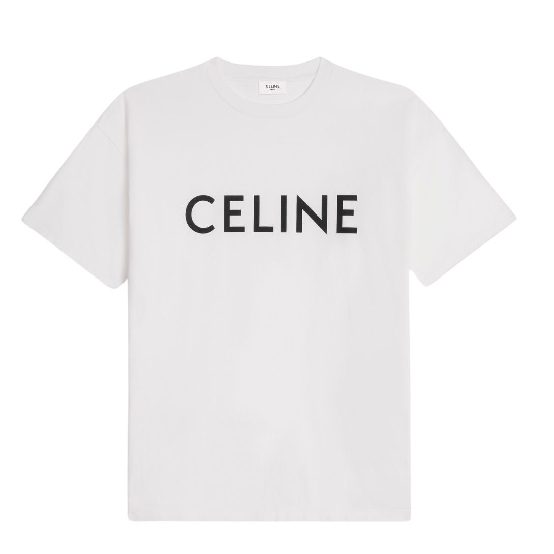 5 CELINE LOOSE T SHIRT IN COTTON JERSEY CHALK-BLACK