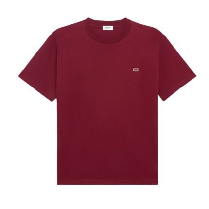 CELINE TRIOMPHE LOOSE T SHIRT IN COTTON JERSEY VINTAGE BURGUNDY-ECRU