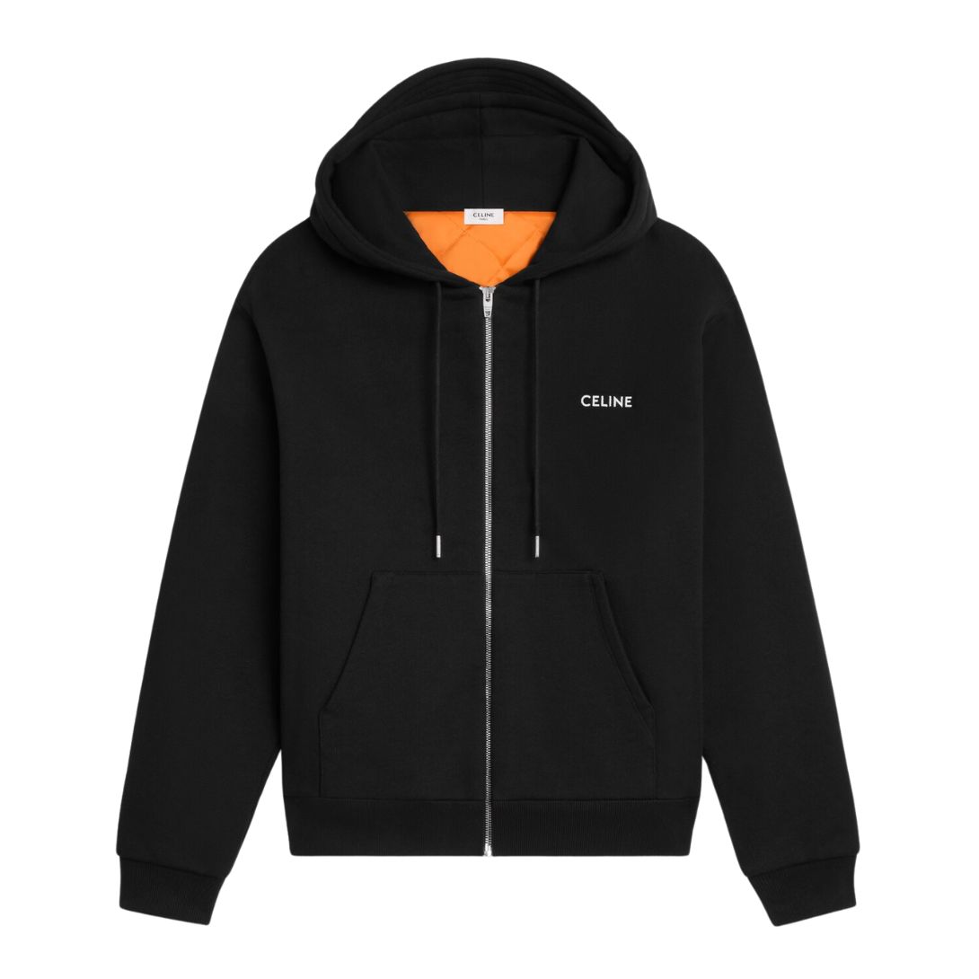 5 CELINE ZIPPED QUILTED HOODIE IN COTTON FLEECE