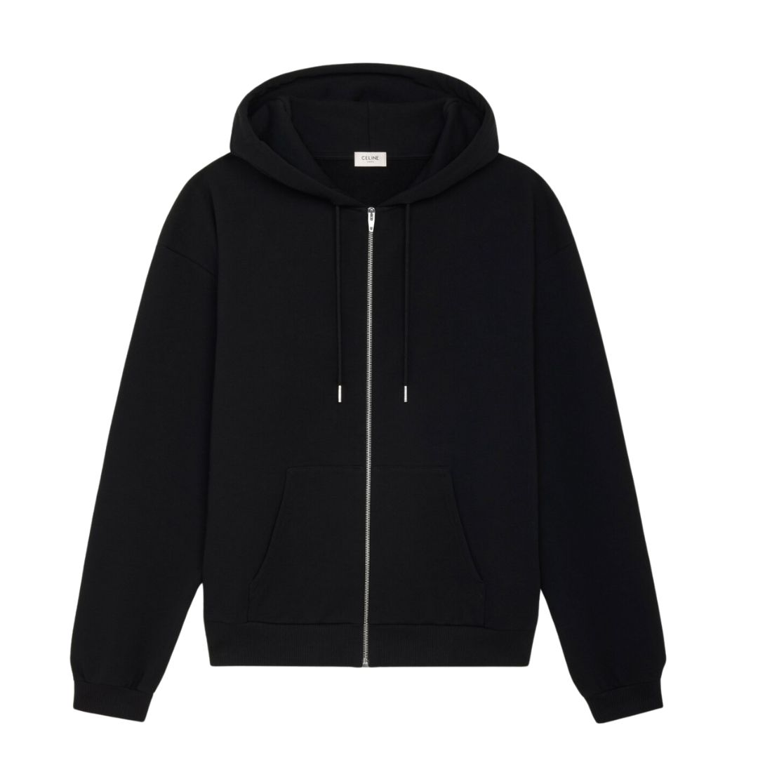 5 CELINE LOOSE ZIPPED HOODIE IN COTTON FLEECE