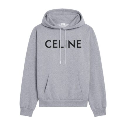 CELINE LOOSE HOODIE IN COTTON FLEECE GREY